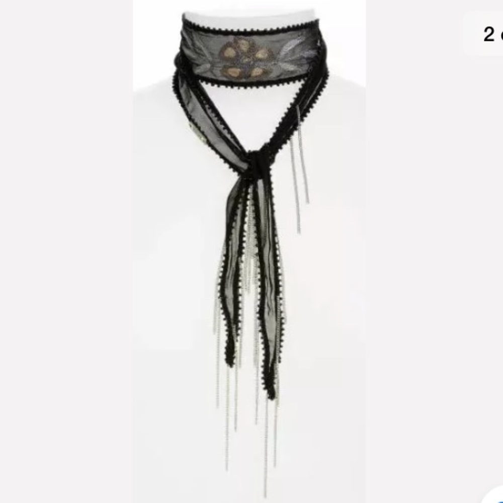 NEW Chan Luu Embroidered Flower Choker Necktie